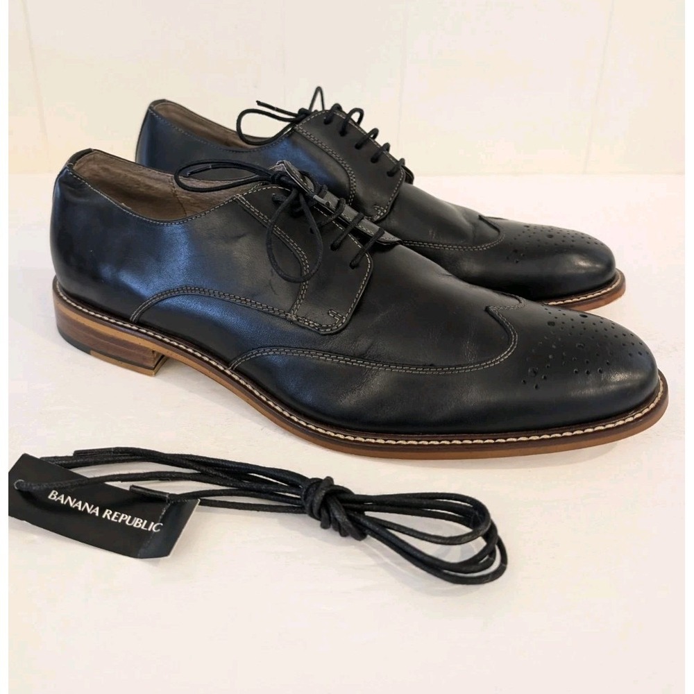 Banana Republic Mens Leather Oxford Dress Shoes Black Lace Up Size 11M Derby
